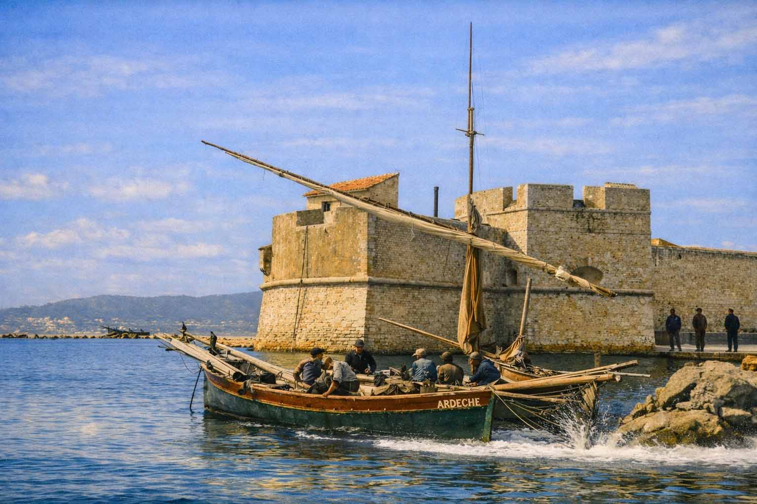 Vidéo d'images anciennes de Toulon restaurées, colorisées et animées grâce à l’intelligence artificielle dans le cadre du projet Revoir Toulon. Cette série d’images historiques permet de redécouvrir l'arsenal de Toulon d’autrefois à travers des scènes reconstituées entre photographie et peinture.