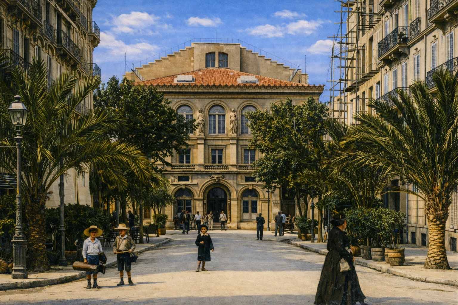 Vidéo d'images anciennes de Toulon restaurées, colorisées et animées grâce à l’intelligence artificielle dans le cadre du projet Revoir Toulon. Cette série d’images historiques permet de redécouvrir l'arsenal de Toulon d’autrefois à travers des scènes reconstituées entre photographie et peinture.